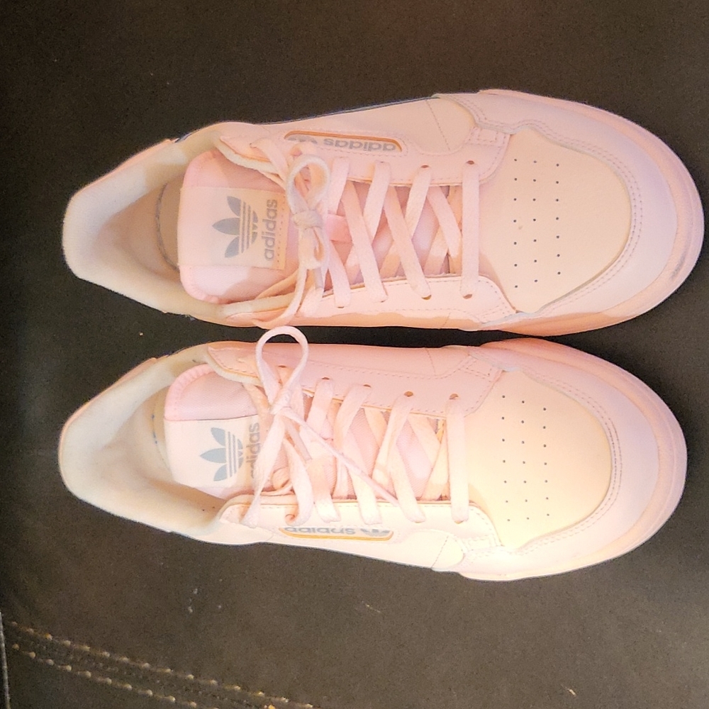 Worn once peach color men size 4.5  Adidas tennis shoes